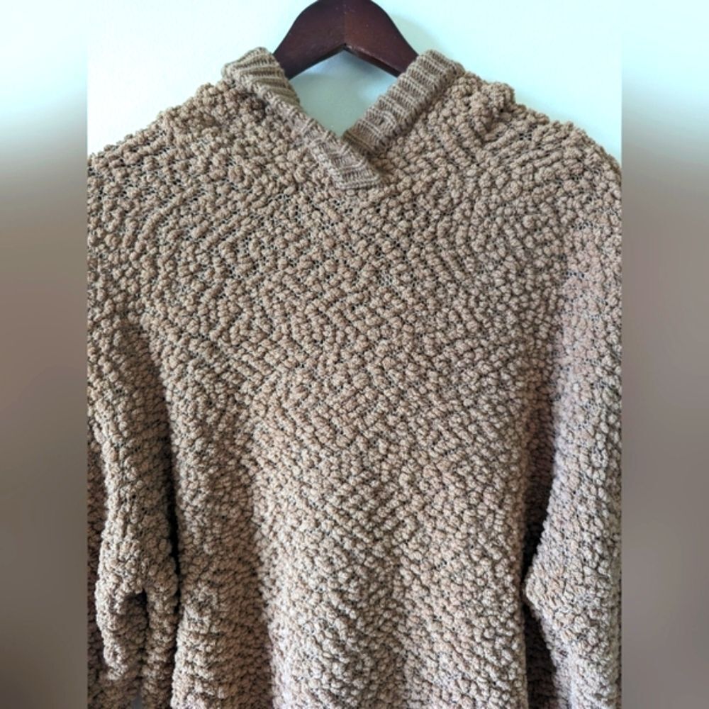 Zenana hoodie marshmallow sweater| ribbed cuffs and hem| popcorn knit size large - Picture 3 of 15